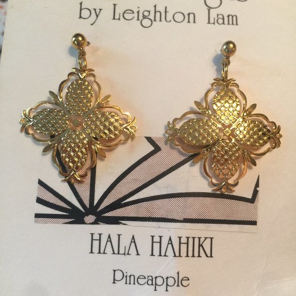 New Leighton Lam Hawaiian Earrings "Hala Hahiki" Pineapple - Picture 4 of 6